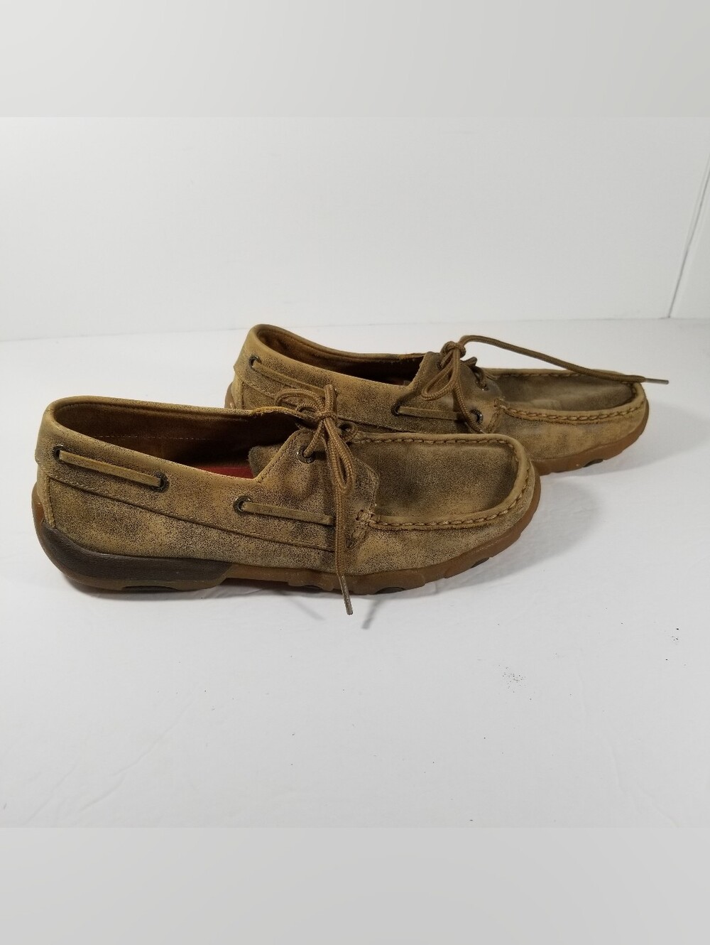 Twisted X Boat Shoes Women's 9 Bomber Brown Leather Driving Moccasins WDM0003